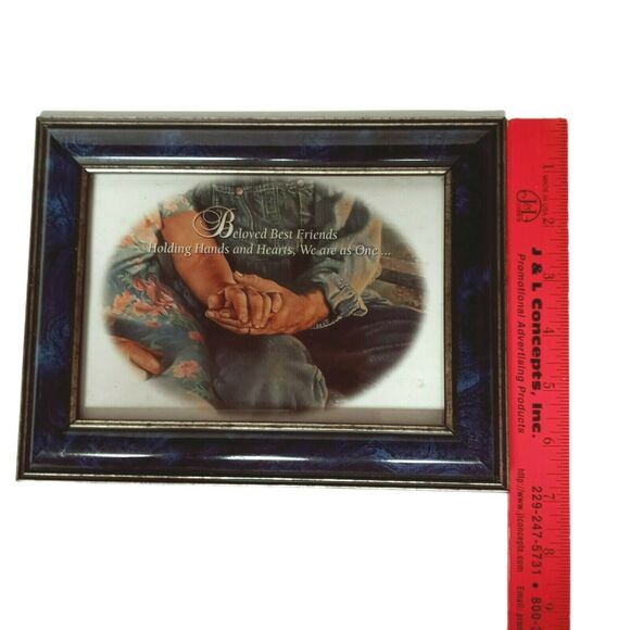 Farmer Couple Framed Print Love Inscription VTG Decor 💙 - Picture 8 of 9